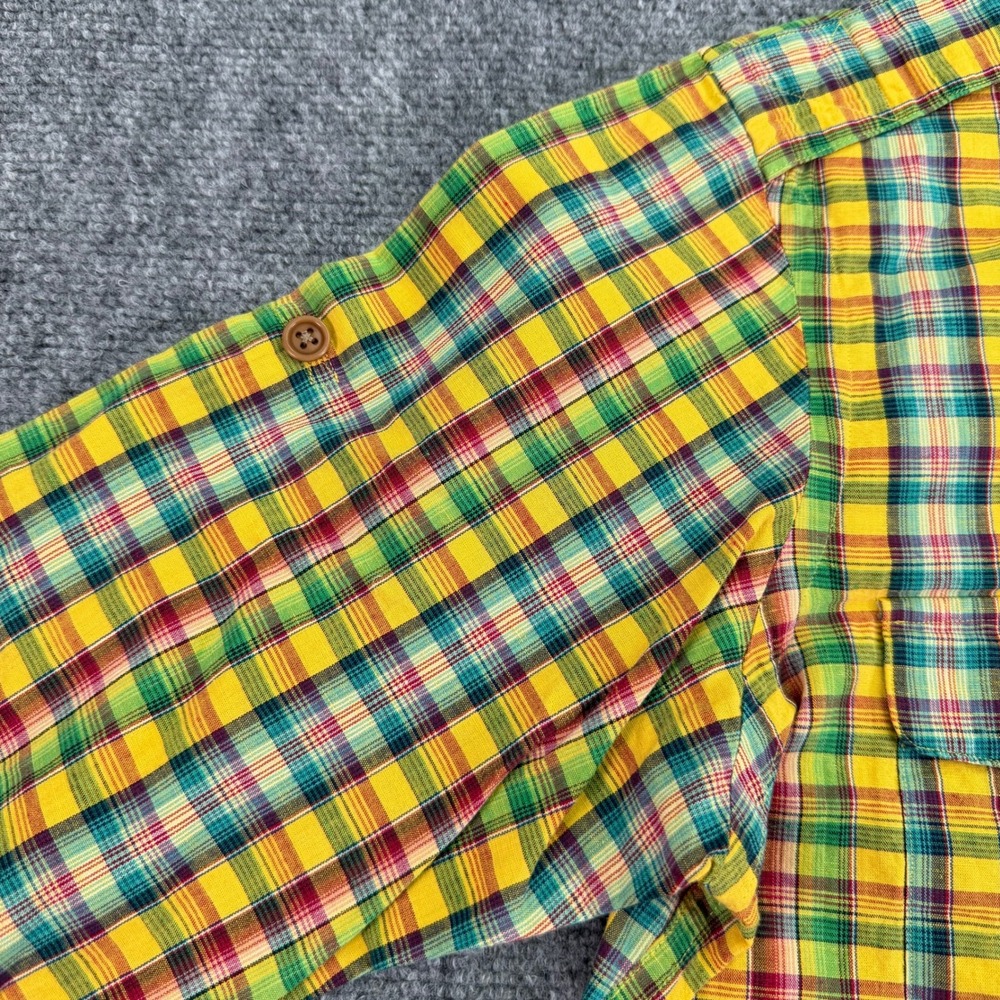 Polo Ralph‎ Lauren Shirt Men Medium Cotton Linen Roll Tab Epaulets Button Up - Picture 5 of 11